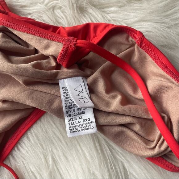 Red One Piece Swimsuit Plunge Strappy Back NWOT - Picture 3 of 3